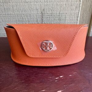 Tory Burch Orange Leather Semi hard case Sunglasses case